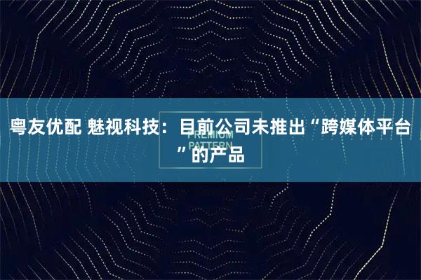 粤友优配 魅视科技：目前公司未推出“跨媒体平台”的产品